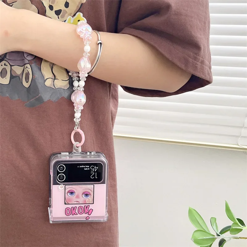 삼성 갤럭시 Z 플립 6 5 4 3 용 귀여운 소녀 휴대폰 케이스, 보호 후면 커버, ZFlip4 ZFlip5 ZFlip6 케이스 쉘