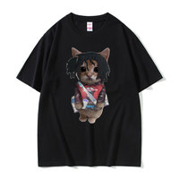 Funny Rapper Lucki Kitty Print Tshirt Men Hip Hop Rap Street T Shirt Man Summer Oversized T-shirts Male Vintage O-collar Tees