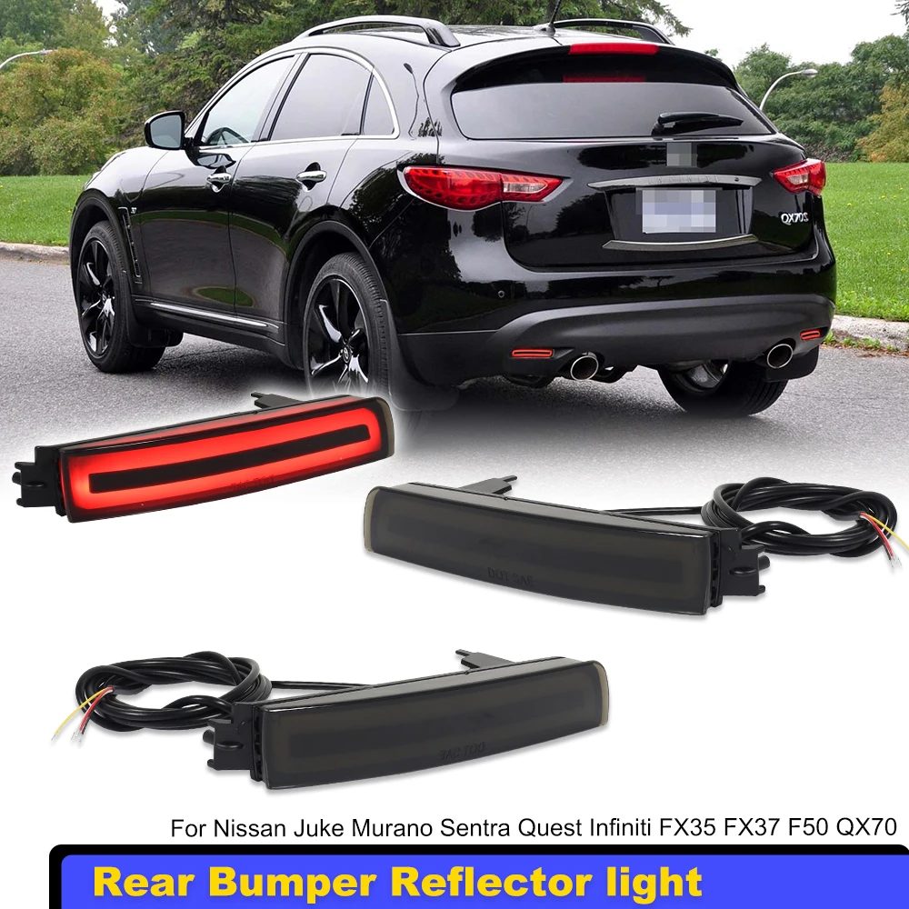 For Nissan Juke Murano Sentra Quest Infiniti FX35 FX37 F50 QX70 Red LED Rear Bumper Reflector Brake Stop Light Lamp Turn Signal