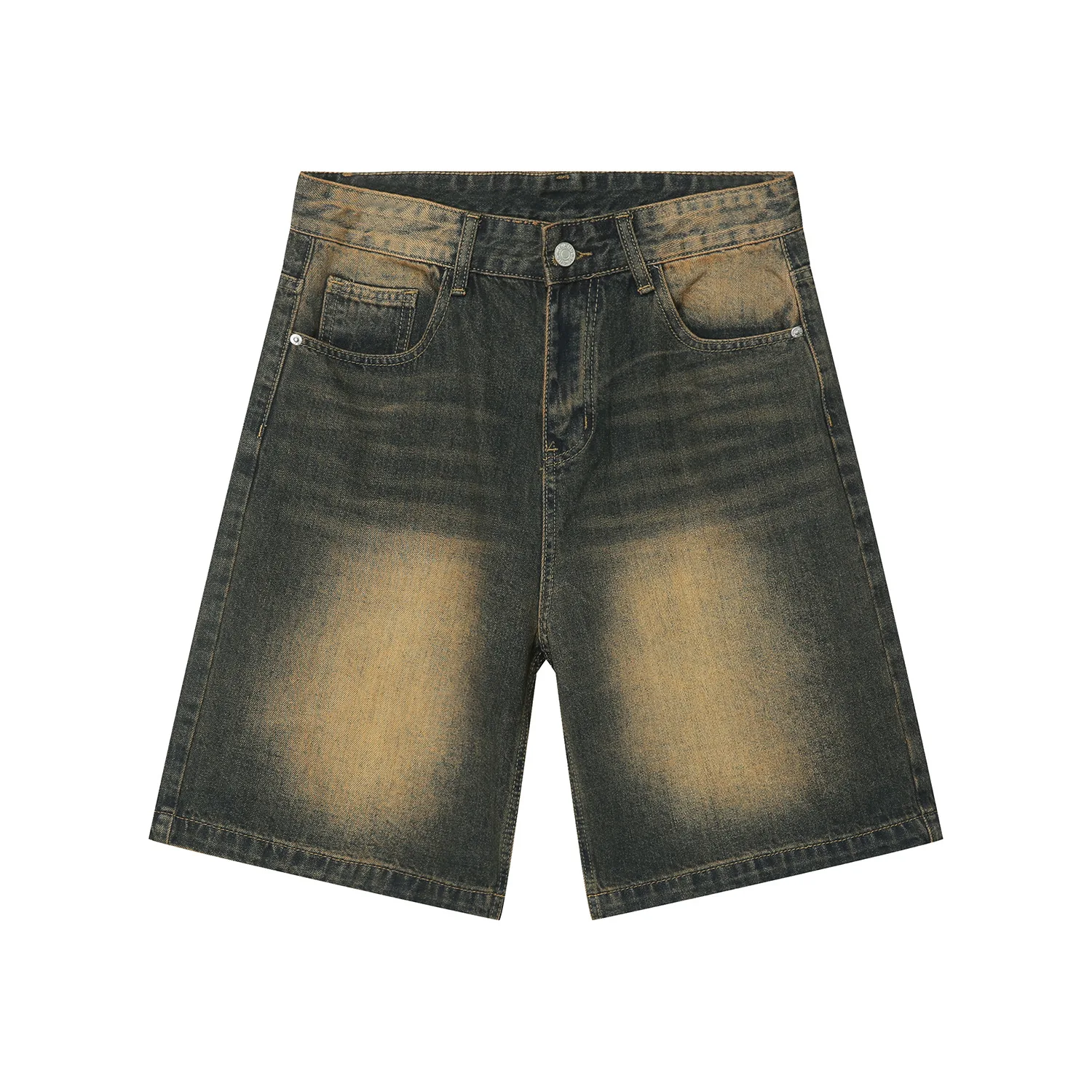 

Summer Denim Shorts Men's Loose Korean Style Retro Short Jeans Fashion Washed Casual Knee Length Pant New Streetwear