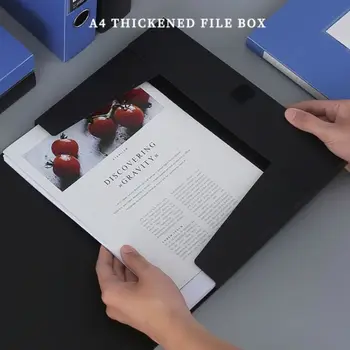 Classeur A4 bleu épaissi, boîte de rangement en plastique PP, anti-poussière, porte-documents, division du personnel