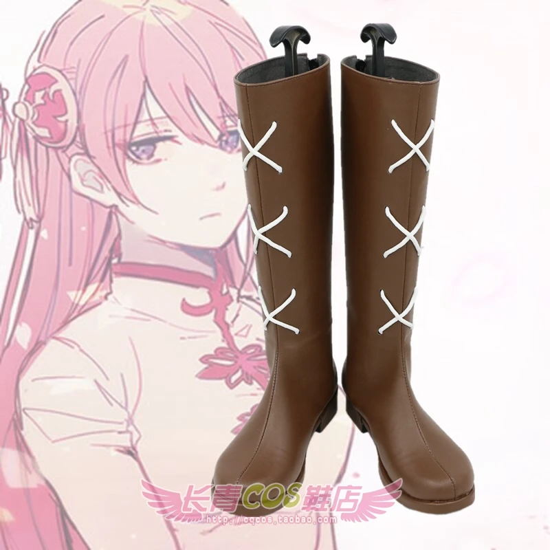 

Обувь для косплея в стиле аниме GINTAMA Kagura Leader, коричневые ботинки ручной работы, ботинки из искусственной кожи, карнавальные ботинки для Хэллоуина