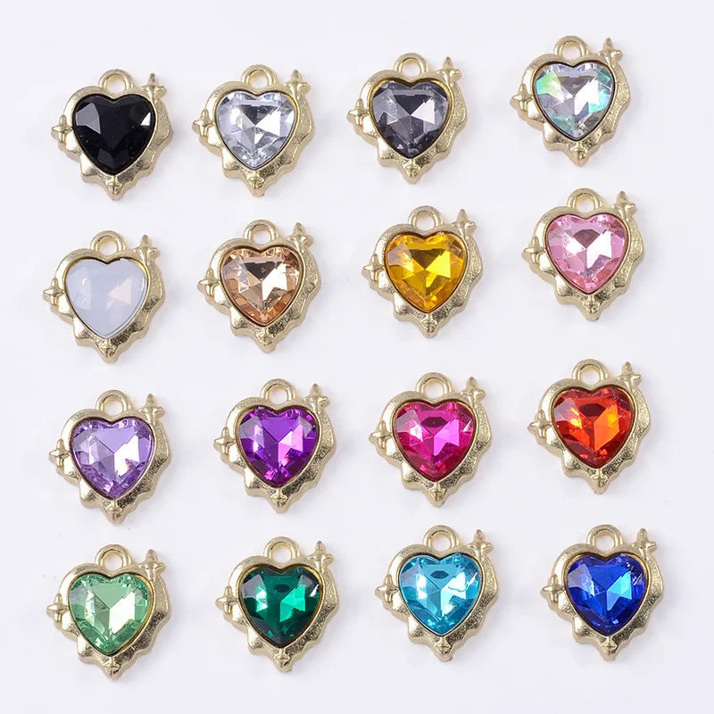 diy-handmade-earrings-bracelet-peach-heart-alloy-accessories-pendant-inlaid-with-acrylic-material-love-diamond-accessories-whole