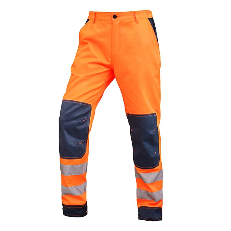 High Visibility Jacket and Pants Set for Men Reflective Safety Clothing Workwear Orange Multi Pockets Cargo Work Wear Suit