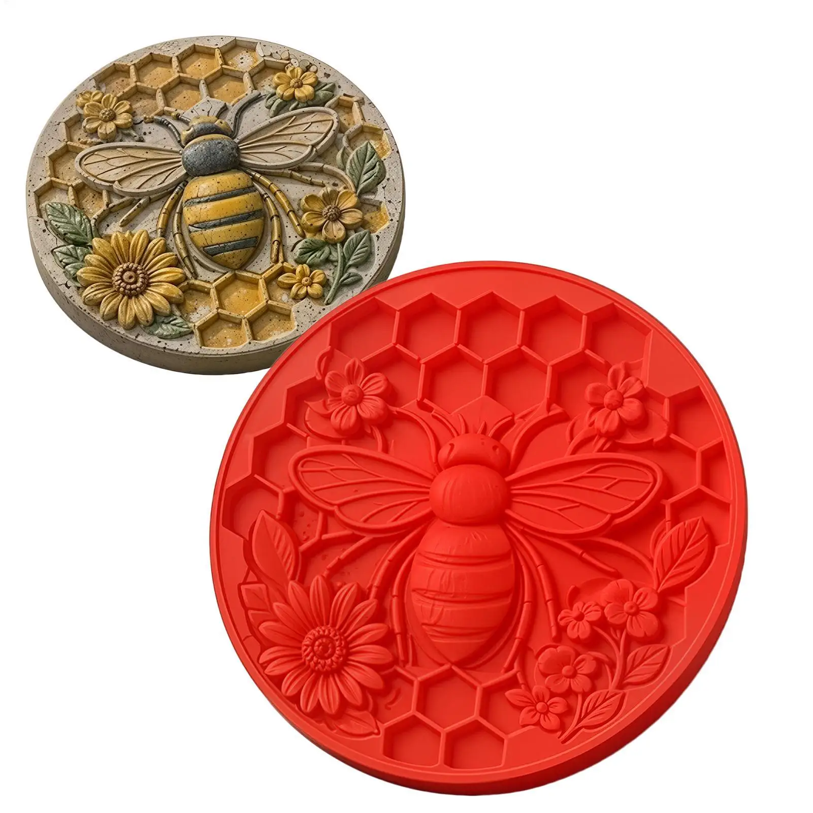 reusable flower stepping stone mold Round Path Paver Mould Sunflower Concrete Mold  Cultural Stone Cement Embossing Mold