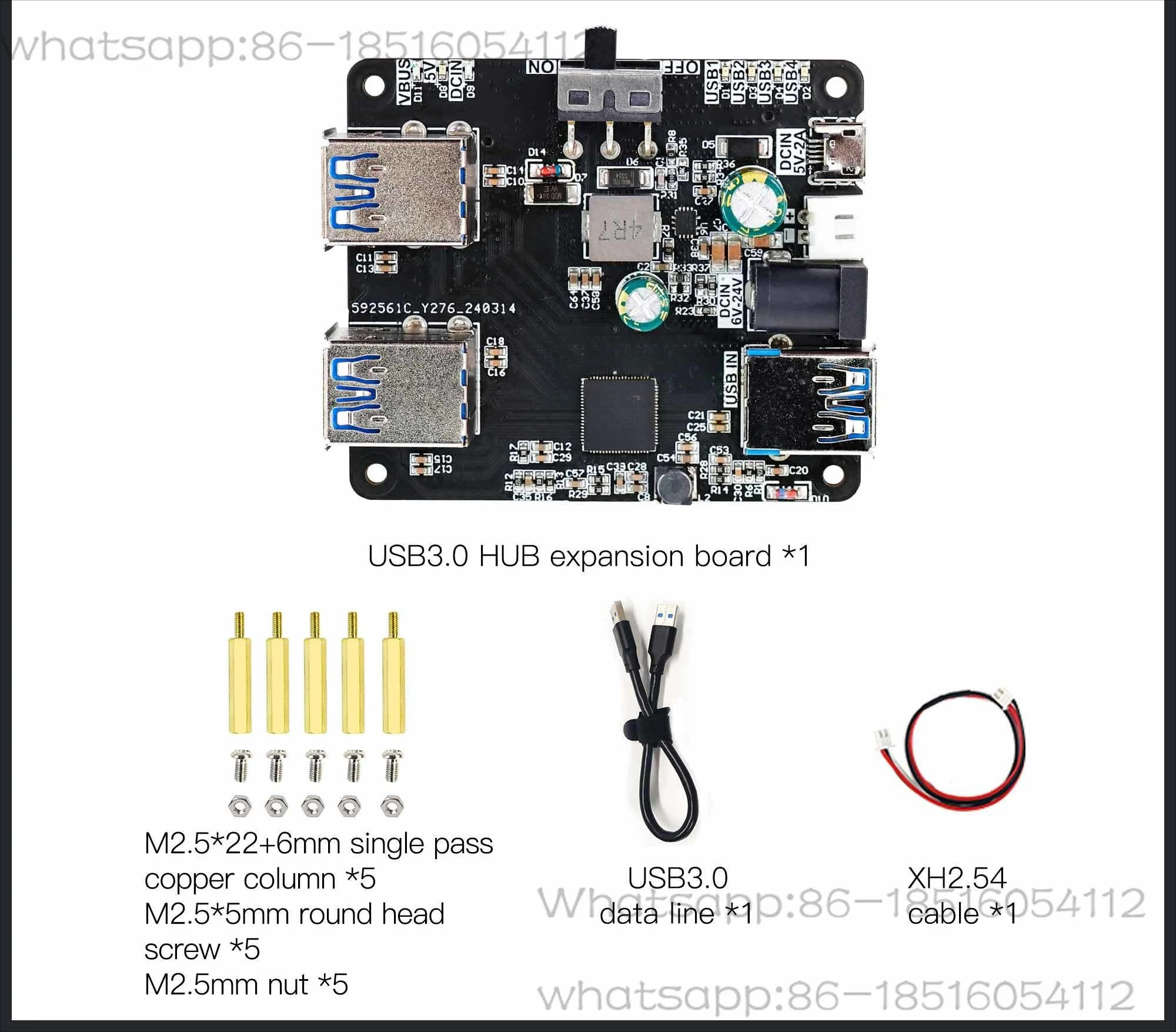 1 To 4 USB 3.0 HUB Expansion Board For JETSON NANO Raspberry Pi 5/4B DIY Robot Car Kit Onboard 9-24V Power Driver-Free