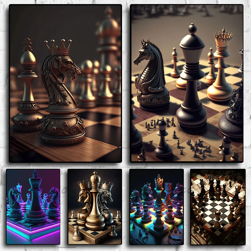 Knights Bishops Rooks Kings Queens Game Chess Poster Canvas Painting Modern Wall Art Picture Living Room Home Decor Gift Ideas