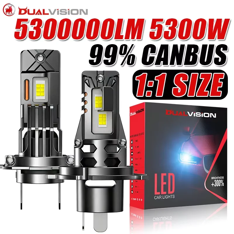 2Pcs H7 H4 H1 Led Headlight Bulbs 5300W Ultra Powerful 5300000LM Super White 6500K 12V Canbus H7 Car Lamp Error Free Turbo Light