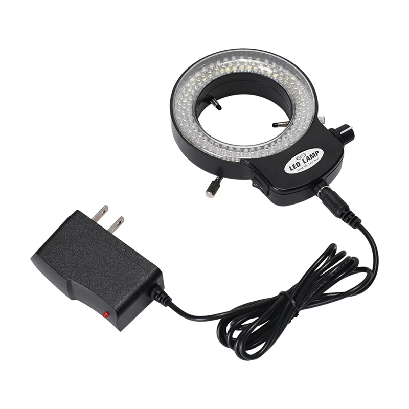 

Microscope Camera Ring Light 144LED Beads Light Source Brightness Adjustable Control Shadowless Lighting US Plug Promotion