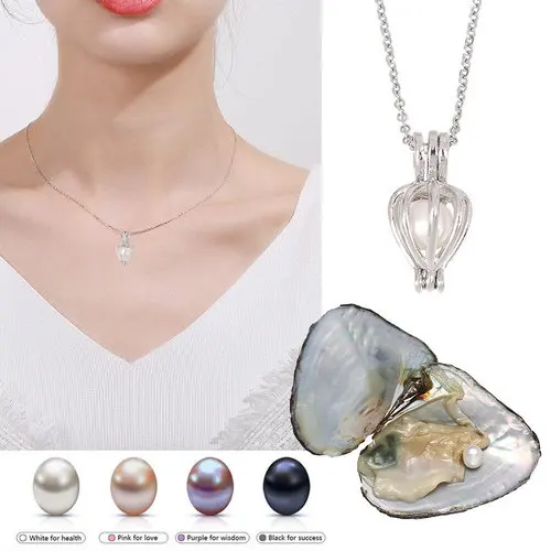 Wish Pearl Pendant Necklace Vacuum Bag/Can Natural Charm Necklace Gift Box Popular Girl Fashion Jewelry Lucky Gift Pearl Replace