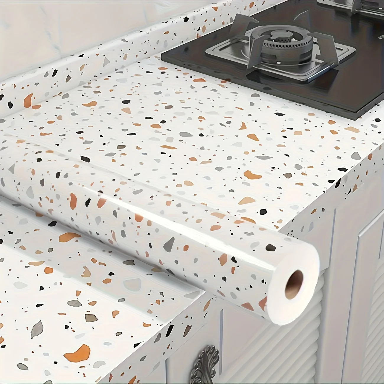 Modern Multicolor Speckled Terrazzo Self-Adhesive Wallpaper Oilproof Vinyl Sticker Furniture Bathroom Renovation