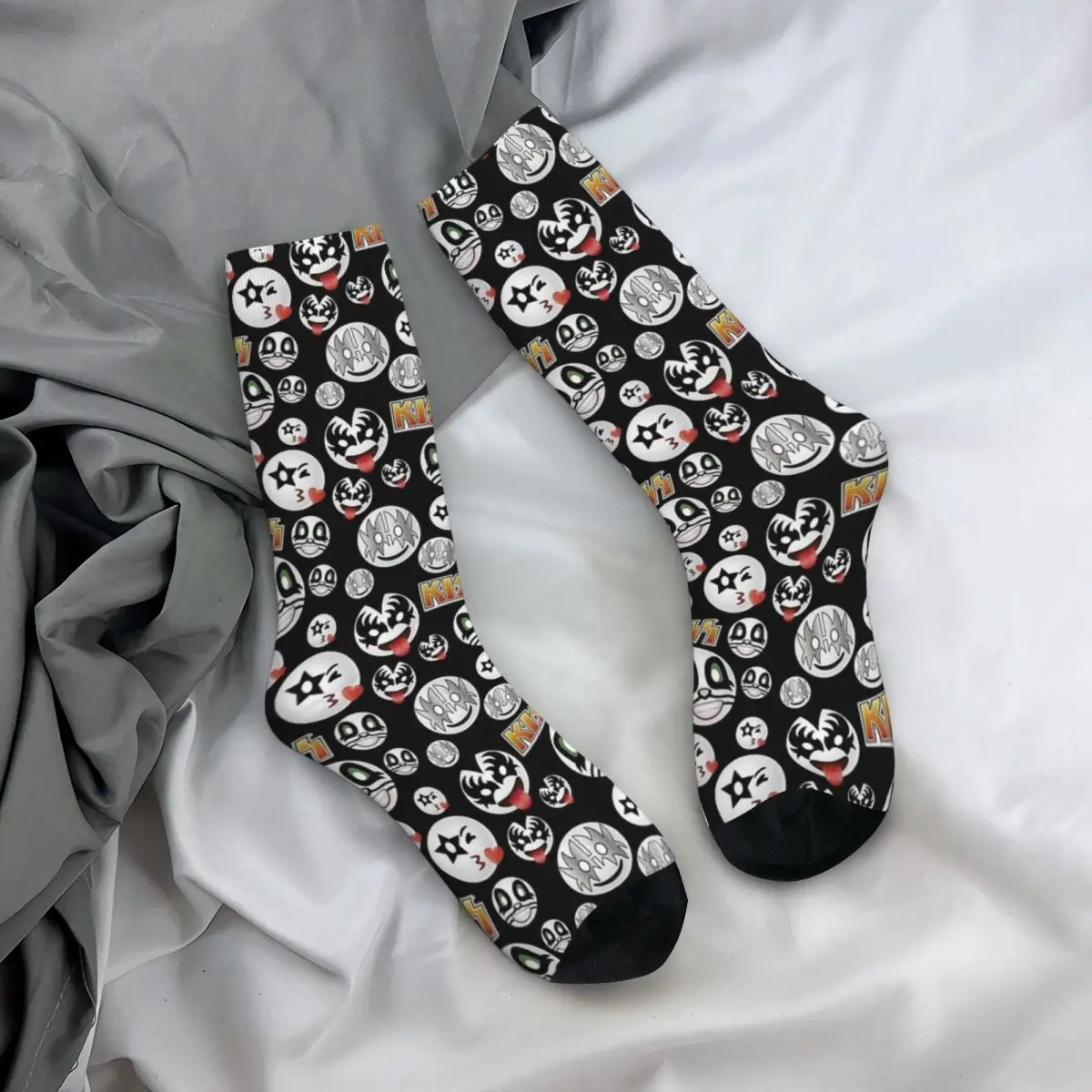 Kiss Band Pattern Socks Men\'s Women\'s Funny Happy Socks Harajuku Spring Summer Autumn Winter Middle Tube Socks Gift