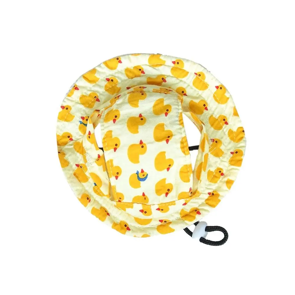 

Cartoon Dog Fisherman Hat Adjustable Breathable Dog Sunshade Hats Sun Protection with Ear Holes Pet Sun Hat for Cats Dogs