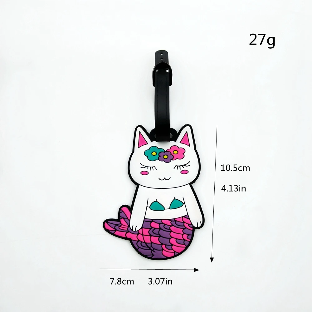 1PC/2PCS Cute Kitten Mermaid Luggage Tag Pendant for Travel and Business Trip, Airplane Factory Luggage Bag Loss Prevention Tag,