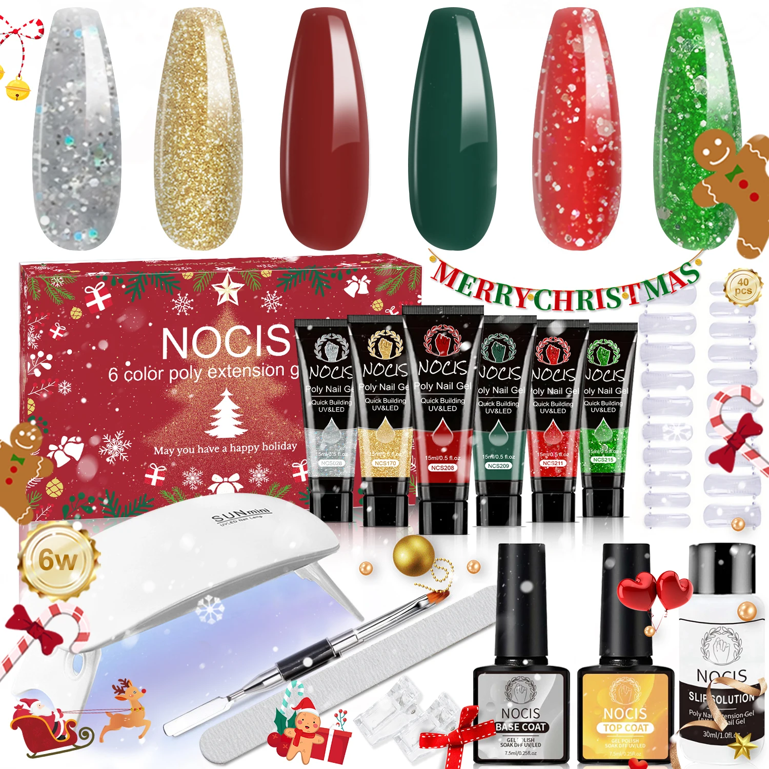 

Полиэтиленовый гель для наращивания с набором гель-лаков для ногтей, 6 цветов, со светодиодной лампой для ногтей и маникюрными инструментами для начинающего дизайна ногтей, подарок