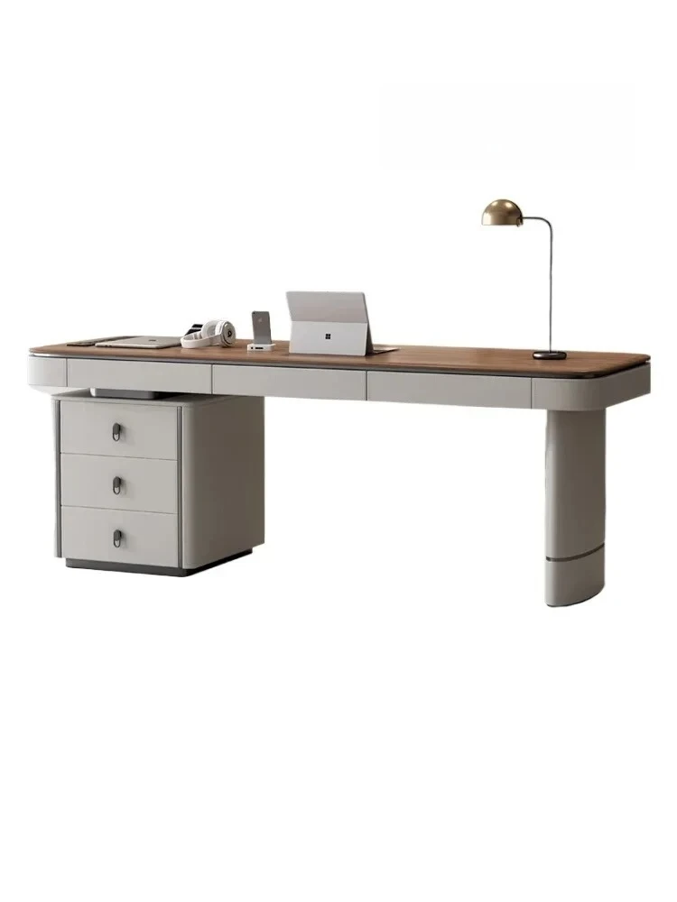 

Solid wood light luxury desk Italian minimalist computer desk designer high-end simple writing deskpara casa e decoração