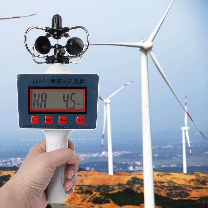 Upgraded Anemometer Wind Speed Gauge Cup Style Digital Professional Small Average Wind Speed for Measuring Wind Instan