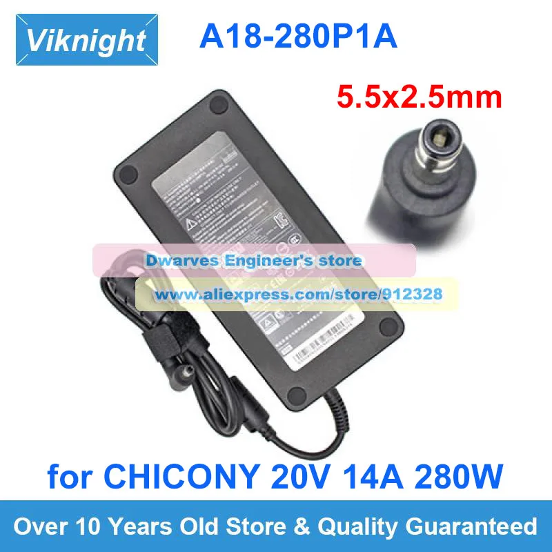 Adaptador ac Chicony Higher Power Laptop Gaming com Ponta 5.5×2.5 mm 20v 14a 280w A18280p1a A280a005p 230w 240w