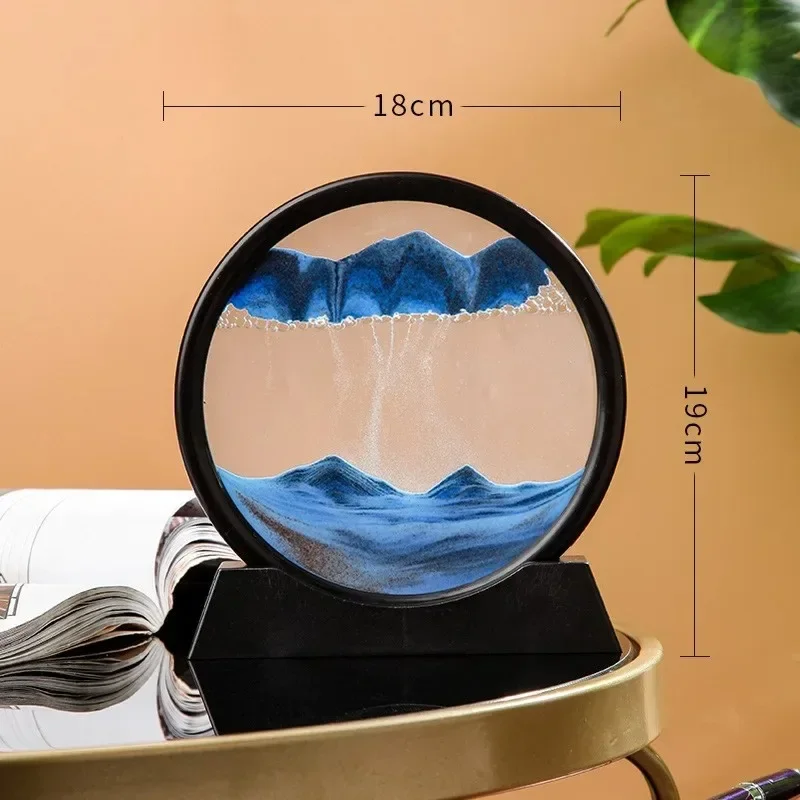 3D clessidra Quicksand Moving Sand Art Picture Round Glass Deep Sea Sandscape Craft pittura fluente Office Home Decor Gift