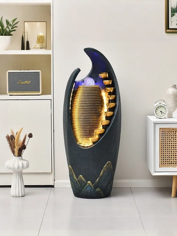 YFY living room flowing water fountain floor ornament  water landscape light luxury  turn ball indoor entrance decoration