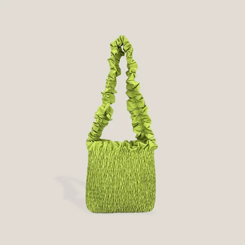 New Fashion Versatile Handbag Shoulder Bag Premium Texture Solid Color Armpit Bag Pleated Portable Niche Bag Bag Woman