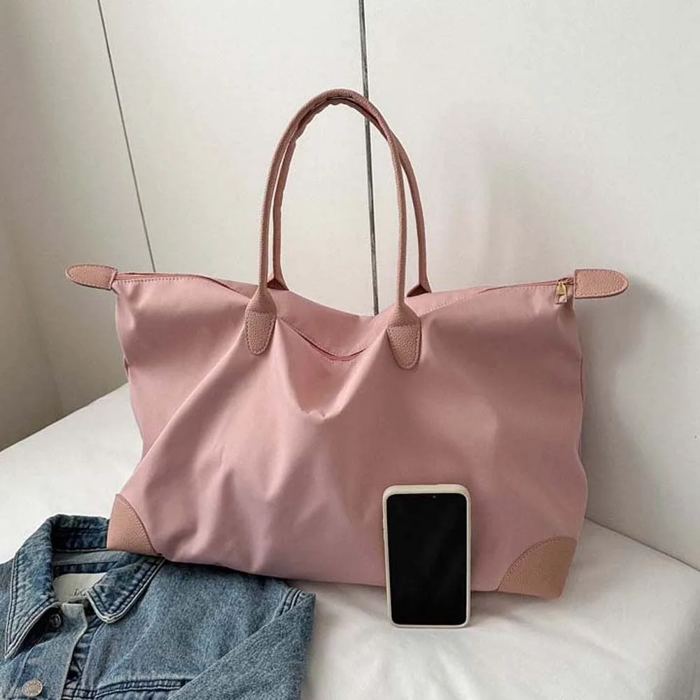 Solid Color Oxford Tote Bag Waterproof Large Capacity Nylon Shoulder Bag Travel Wash Bag Korean Style Simple Underarm Bag Travel