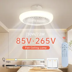 Lámpara Led de ventilador de techo de 72W con Control remoto, iluminación de ventilador grande de 110-265V para decoración para sala de estar, luces de ventilador de techo inteligentes regulables