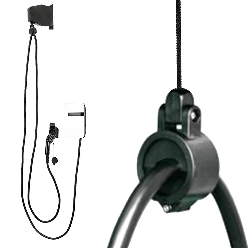 

Level 2 EV Charger Cable Management Retractor Clamp 0.59'' 15mm OD Hose Clip Black Nylon Clamshell Swivel Holder EV Cable Clamp