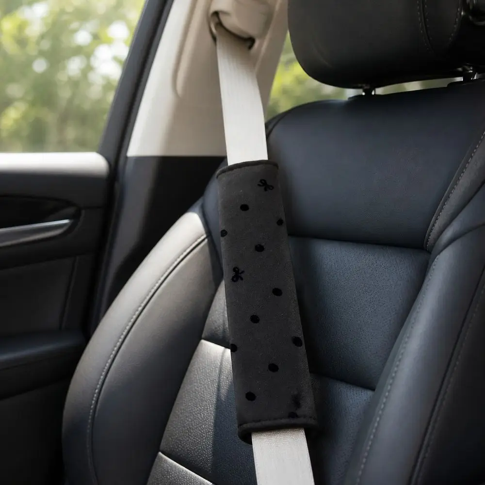 Polka Dot Seat Belt Shoulder Pad Skin Friendly Bow Pattern Seat Belt Cover Wraparound Closure Comfortable Padding