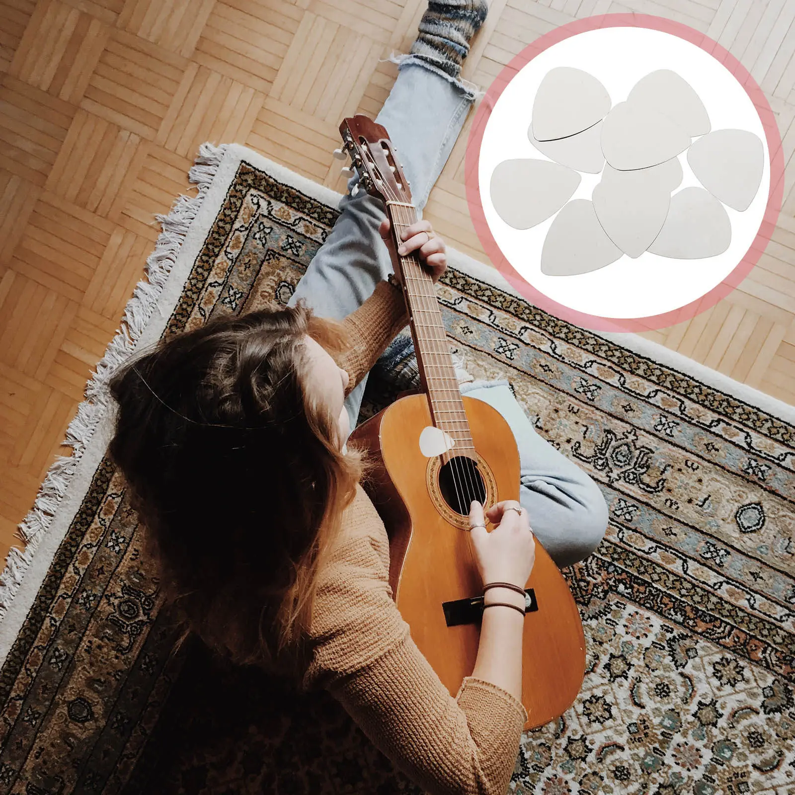 

10Pcs Guitar Picks Fine Workmanship Stainless Steel Strong Durability Portable for Musician Accessories