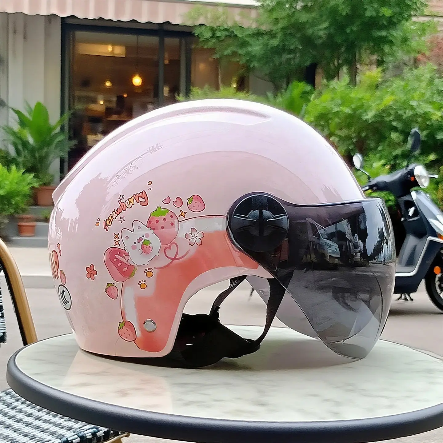 

Сертифицированный 3C женский шлем для электромобиля, летний четырехсезонный мотоциклетный универсальный полушлем с героями мультфильмов, национальный стандарт