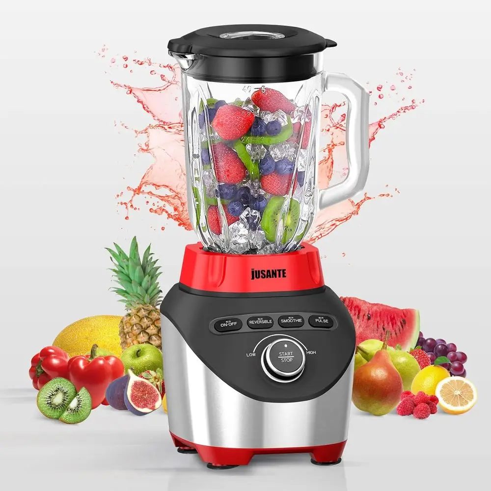 

Blender, Countertop Blender or Smoothies with 64 oz Glass Jar Kitchen, 1200 Watts High Speed Juicer Blender Ice Crusher or Shake