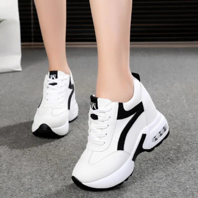 2023 Spring Women Casual Shoes Platform Sneakers Comfortable Air Cushion Outdoor Solid Heightening Footwear Chaussures Femme