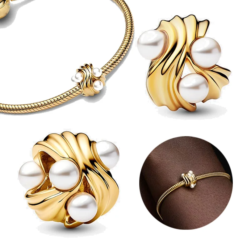 

New 925 Pure Silver Ocean Series Fish Mouth Horn Pearl Charm Beads Fit For Original Bracelets Noble Women DIY Jewelry Gifts