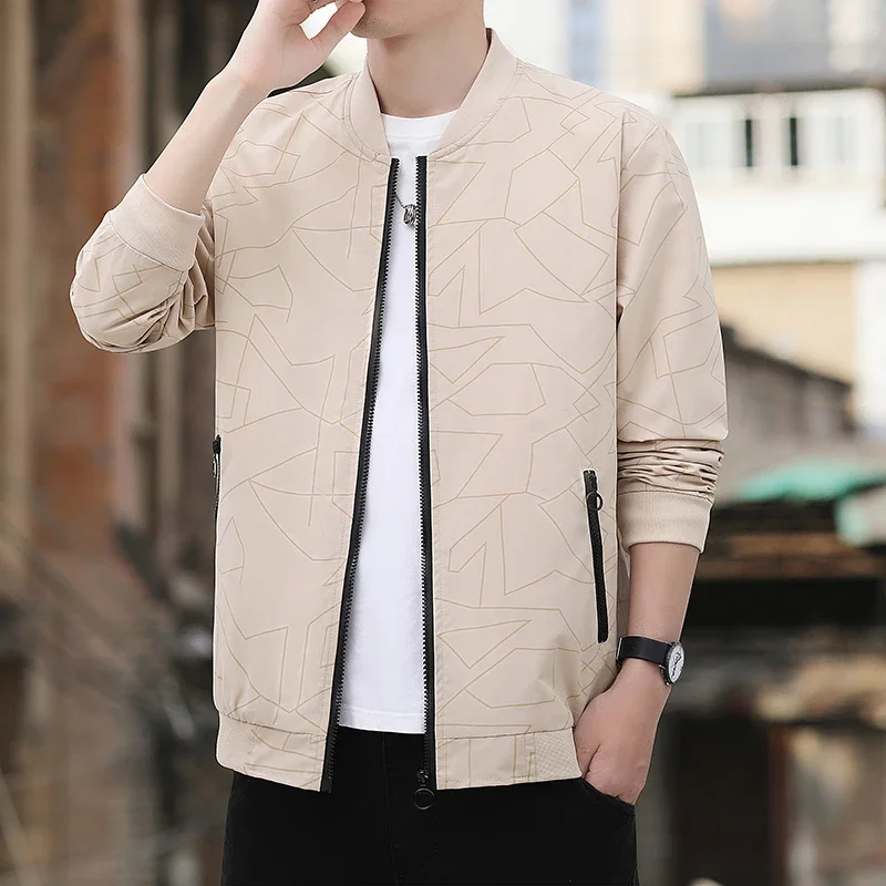 

Geometric Stripes Jackets for Mans Spring Autumn Long Sleeve Jackets Men Daily Casual Harajuku M-5XL Coat