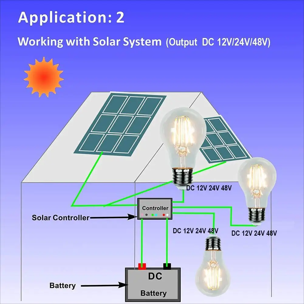 Imagem -05 - Lâmpada Globo Led Edison Vintage Baixas Tensões Branco Natural Lâmpada de Acampamento Solar E27 Dc24v A19 6w Base de 4500k Pcs