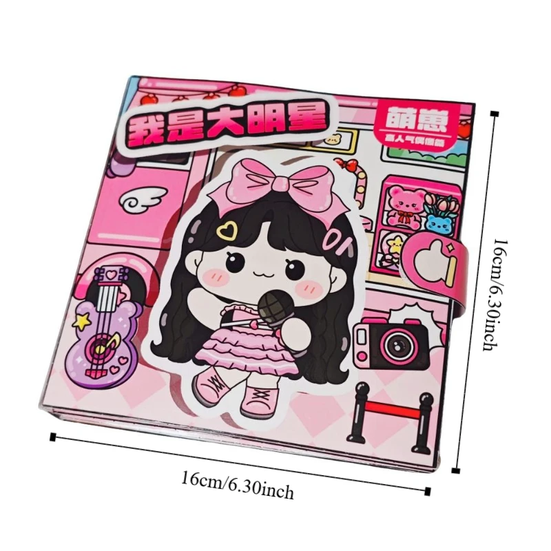 かわいいアクティビティブック、ピンチミュージック、静かな絵本、ステッカーブック、アニメテラド、ビジーブック、ペーパー、カワイイDIYシーン素材ステッカー、女の子向け