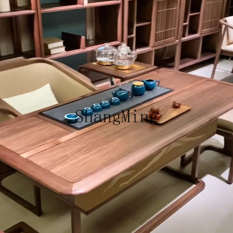 

DHY new Chinese solid wood ebony tea table and chair office tea room furniture