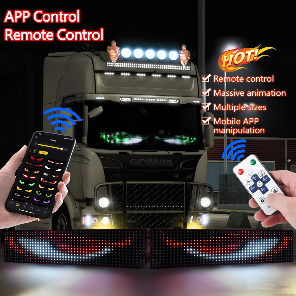 

LED Ambient Light For Car Truck LED DIY Matrix Pixel Panel Devil Eye Led Display Sign Animation App Control Programmable Screen