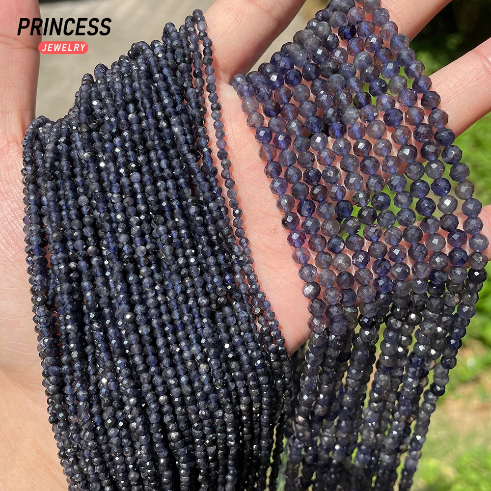 A ++ الياوليت الطبيعي الأوجه الخرز 2 مللي متر 4 مللي متر فضفاض الخرز لصنع المجوهرات أساور قلادة بالجملة DIY بها بنفسك اكسسوارات