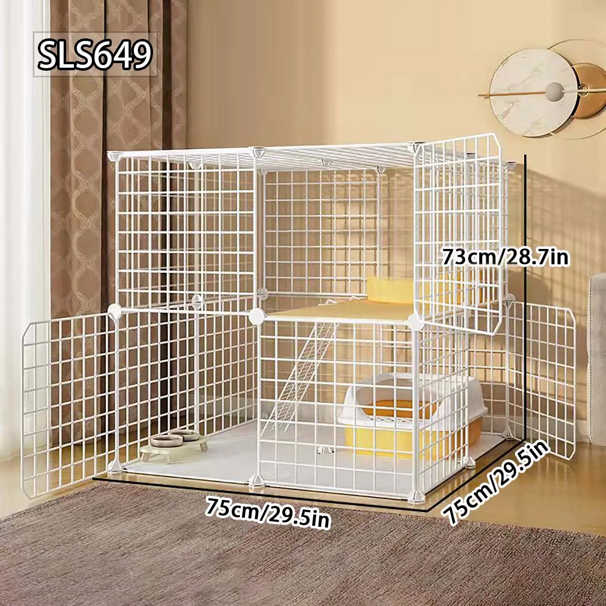Jaula para gatos, gabinete interior para gatos, Villa pequeña para gatos, gran espacio libre con inodoro, estante de almacenamiento integrado para casa de gatos de dos pisos