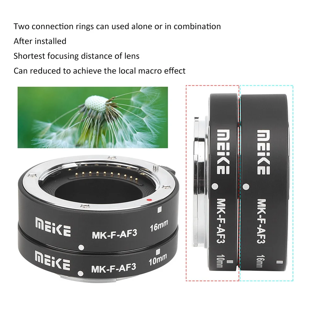 Meike Metal Auto Focus Macro Extension Tube Ring for Fujifilm X mount X-T20 X-T30 X-T3 X-T4 X-T1 X-T2 X-Pro1 X-Pro2 XA1 X-M1 XE3