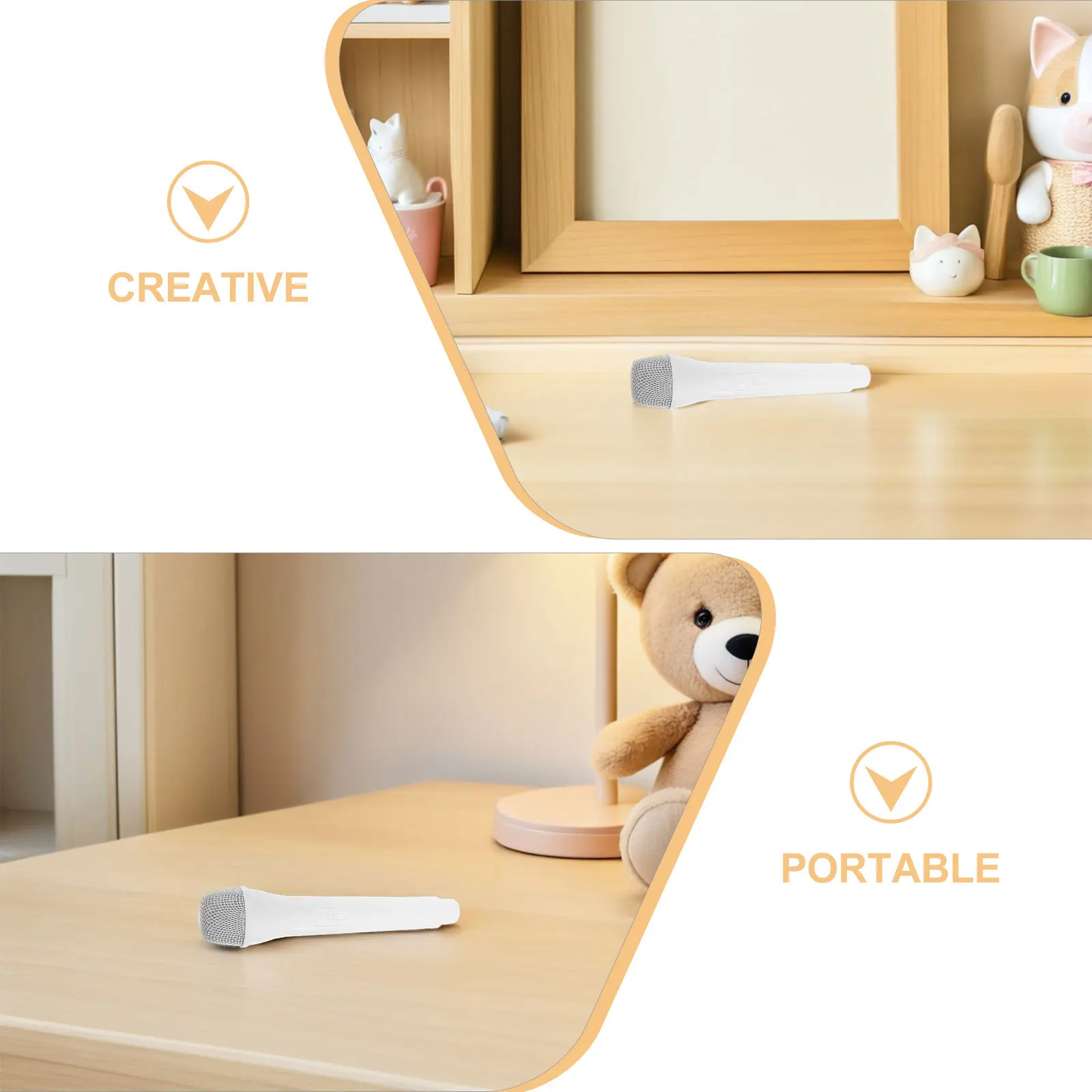 2 قطعة الدعامة الميكروفون البلاستيكية التظاهر للأطفال ميكروفون واقعي الغناء مقابلة مرحلة الأداء محاكاة الكاريوكي