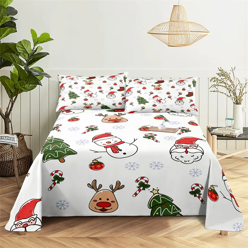 

Christmas Bed Sheet Set Bedding Set Bed Flat Sheet Christmas Decorations Girl Bedsheet Bedding King Bed Sheets and Pillowcases