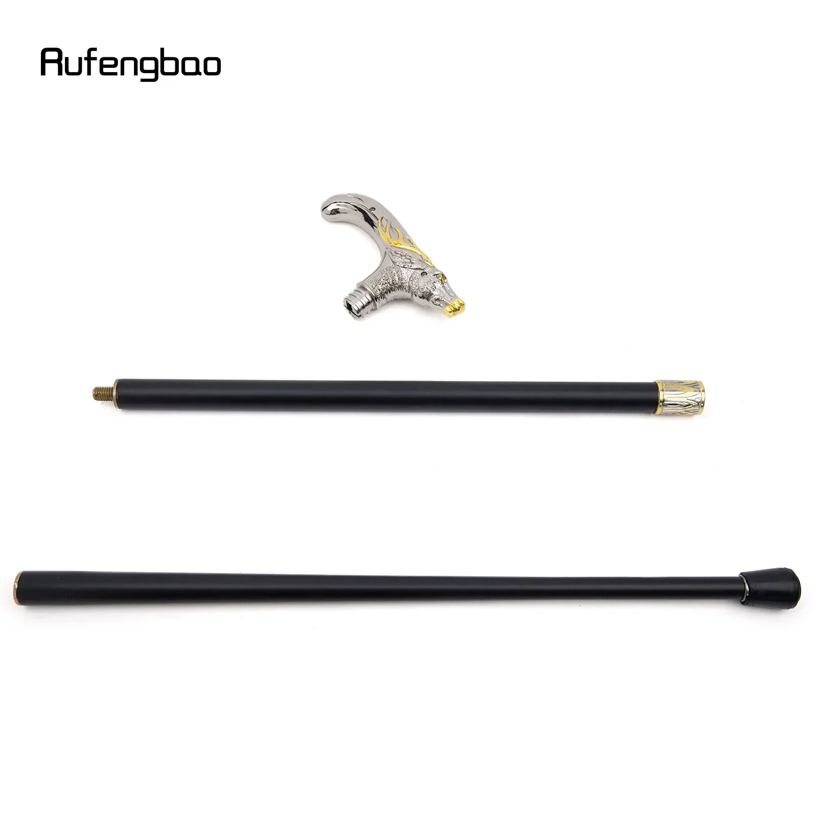 الذهبي الأبيض سيكا الغزلان رئيس عصا للمشي الأزياء الزخرفية عصا للمشي Steampunk والاستخدام اليومي قصب 91 سنتيمتر