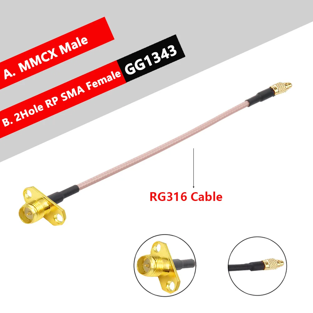 10PCS MMCX Maschio a SMA Femmina 2 Fori Flangia Montaggio A Pannello RG316 Cavo Treccia FPV Antenna Cavo di Prolunga per TBS Unify Panda RC VTX