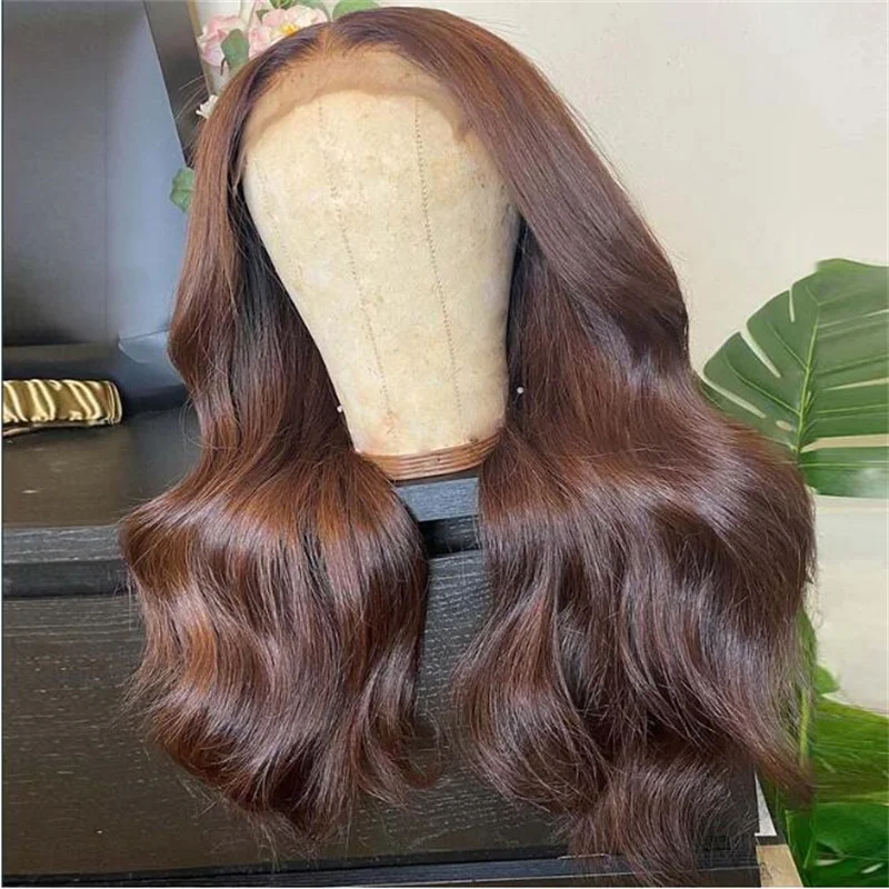 

26inch Body Wave Preplucked Dark Brown 180Density 5x5 Silk Base Jewish Human BabyHair HDLace Wig European Hair Glueless