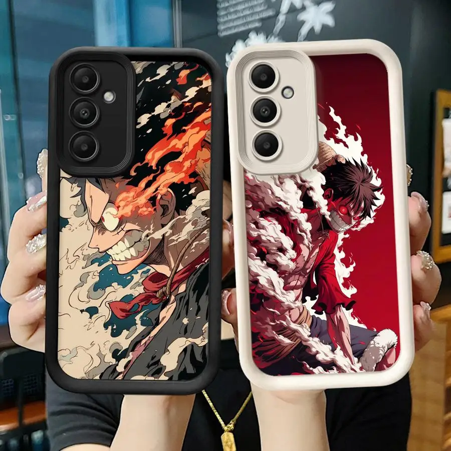 Casing Ponsel untuk Samsung Galaxy A35 A73 A51 A72 A71 A25 A54 A55 A53 A15 A06 A52 Soft Shell Anime One Piece Luffs