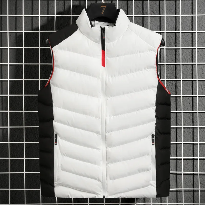 White Vest Jacket Men Slim Fit Stand Collar Sleeveless Puffer Jackets Spring Autumn Casual Waistcoat Men Warm Coat 2022 Trends