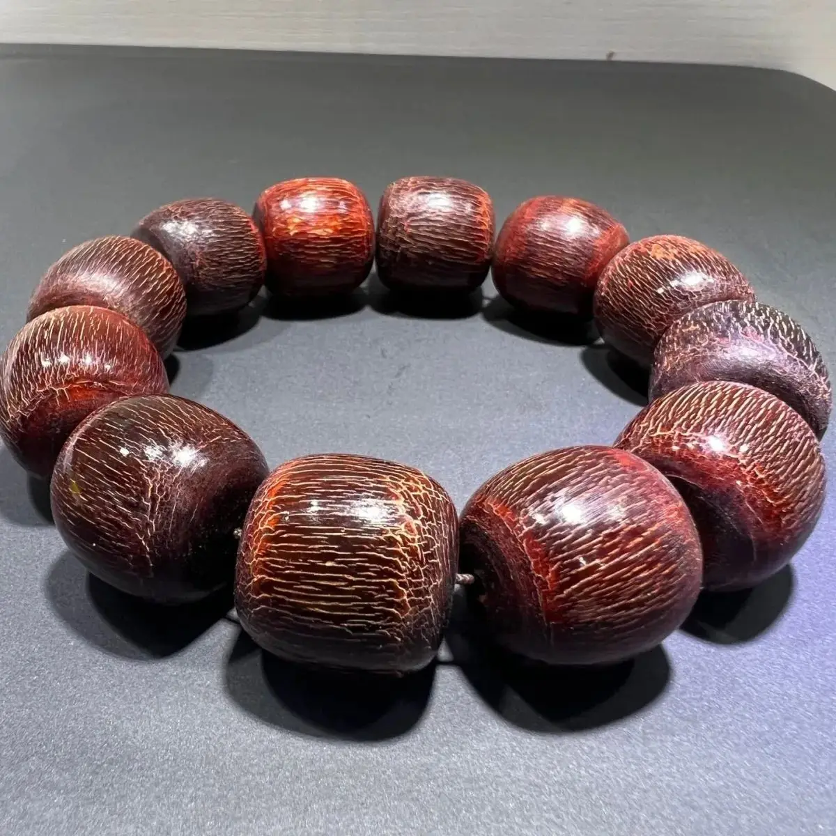 Natural Wool High-end Old Horn Barrel Bead Handstring Size 20mm Bamboo Silk Clear Weathered Old Material Bracelet Luxury Jewelry